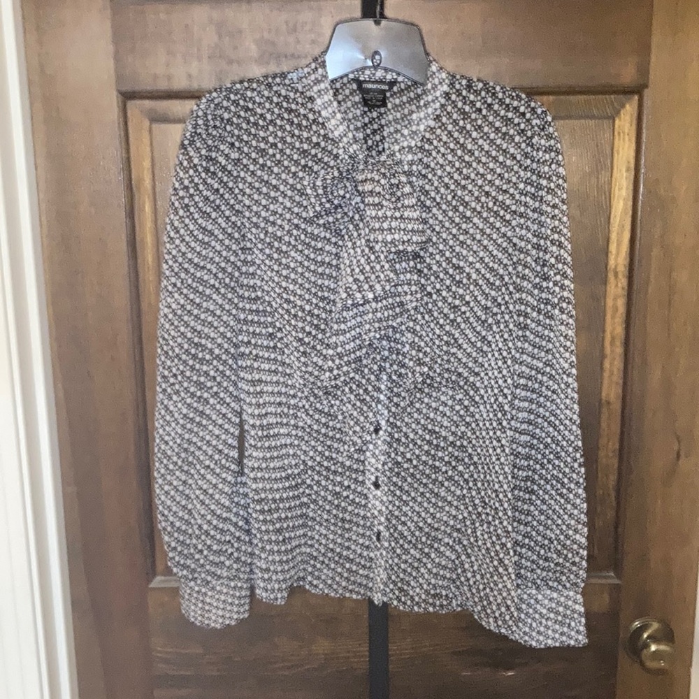 Maurices Black and White Button Down Blouse